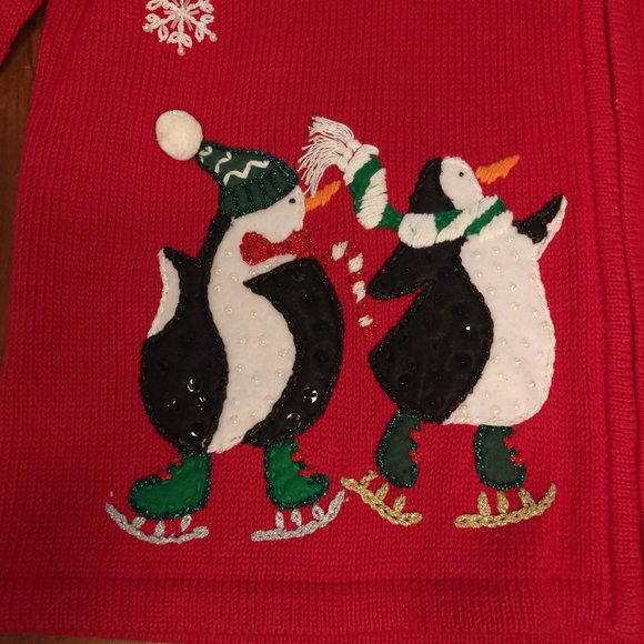 Heirloom Collectibles Skating Penguins Holiday Sweater - Sz. LG - Picture 2 of 9